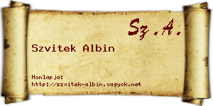 Szvitek Albin névjegykártya